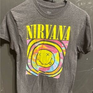 NIRVANA Charcoal Tee with Yellow Logo